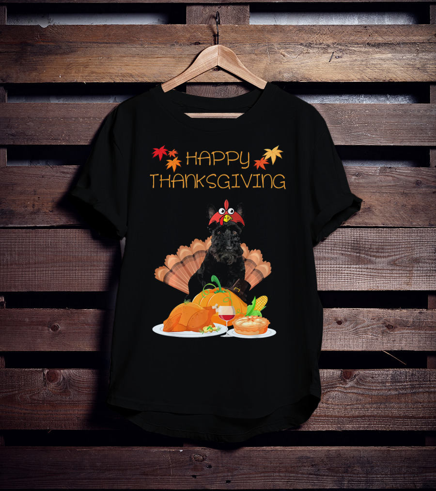 Happy Thanksgiving Day Scottish Terrier Turkey Feast T-Shirt