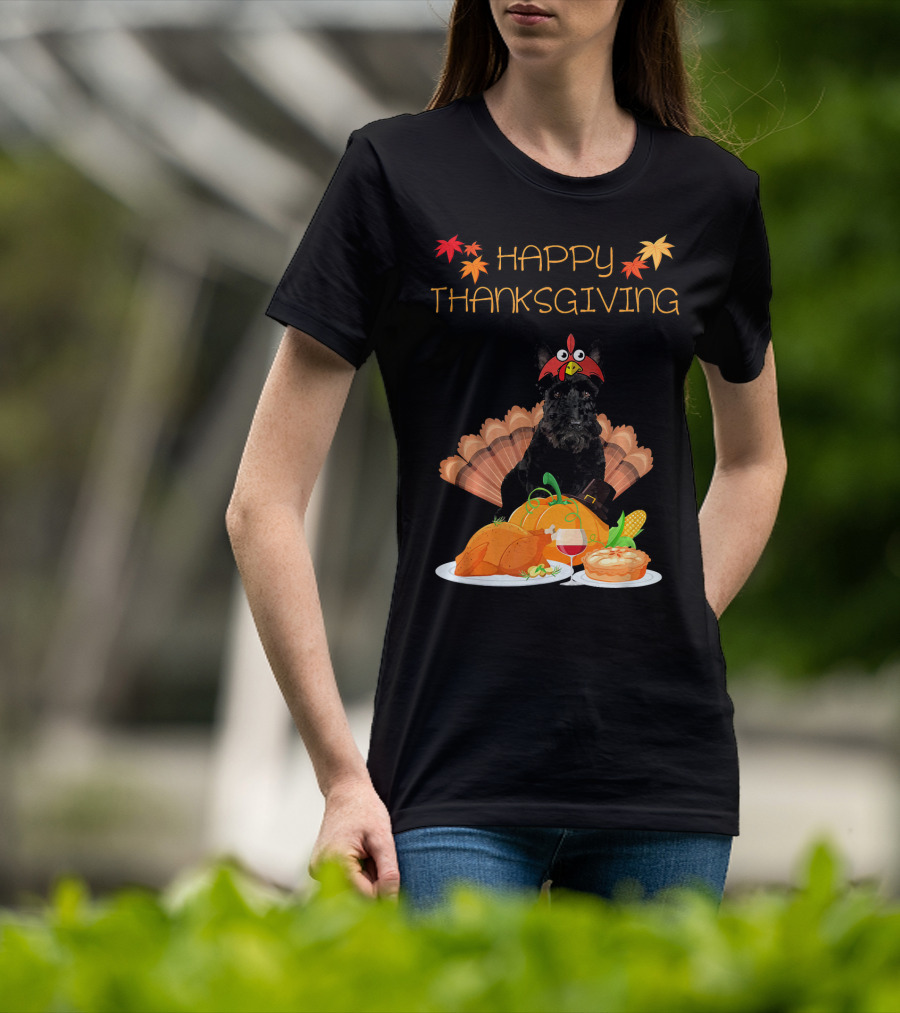 Happy Thanksgiving Day Scottish Terrier Turkey Feast T-Shirt