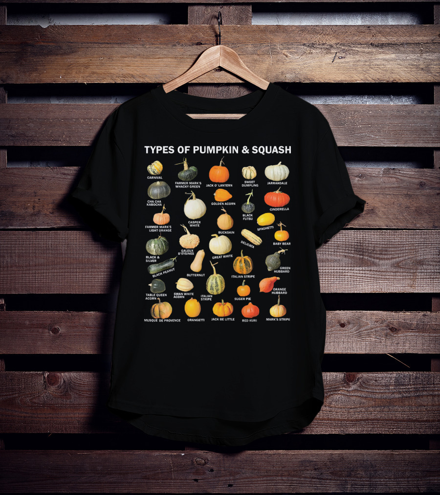 Types Of Pumpkin And Squash Carnival To Mark's Stripe Autumn Harvest T-Shirt
