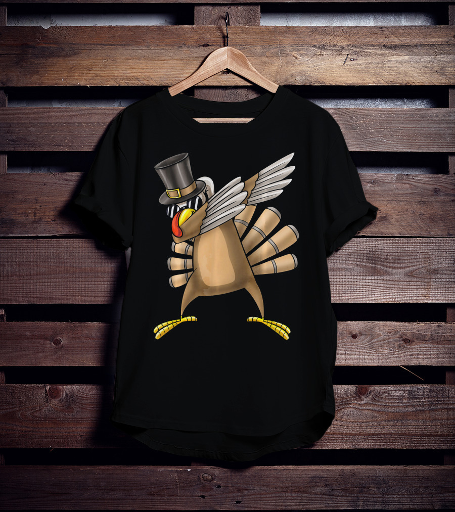 Top Hat Dabbing Turkey Thanksgiving T-Shirt