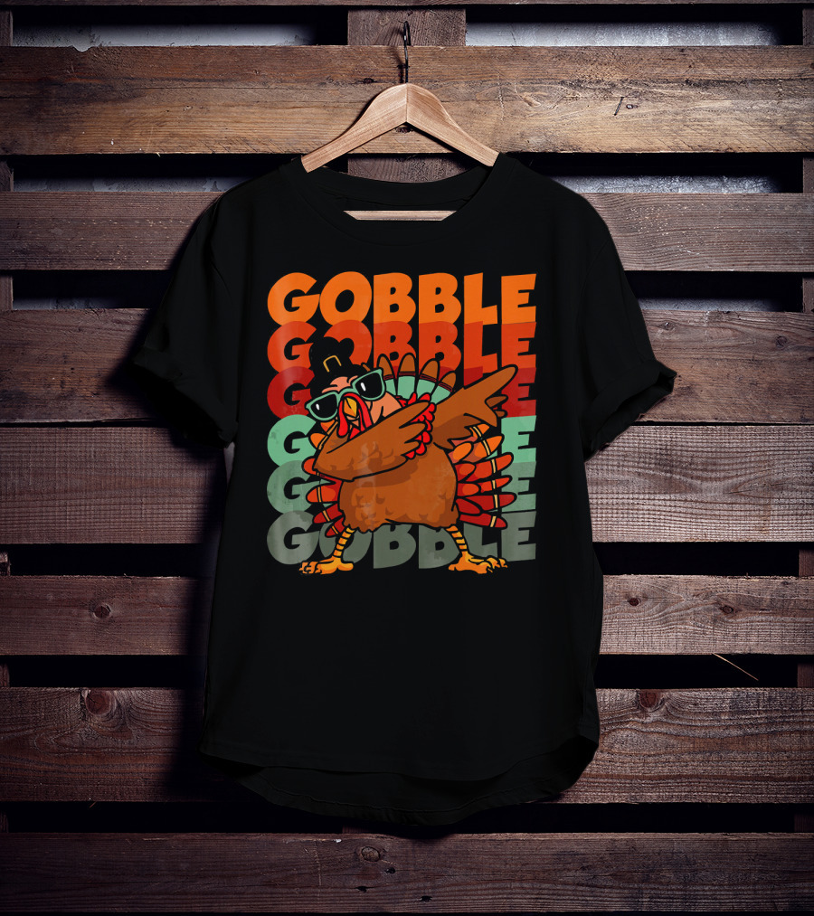 Gobble Gobble Dabbing Turkey With Sunglasses T-Shirt