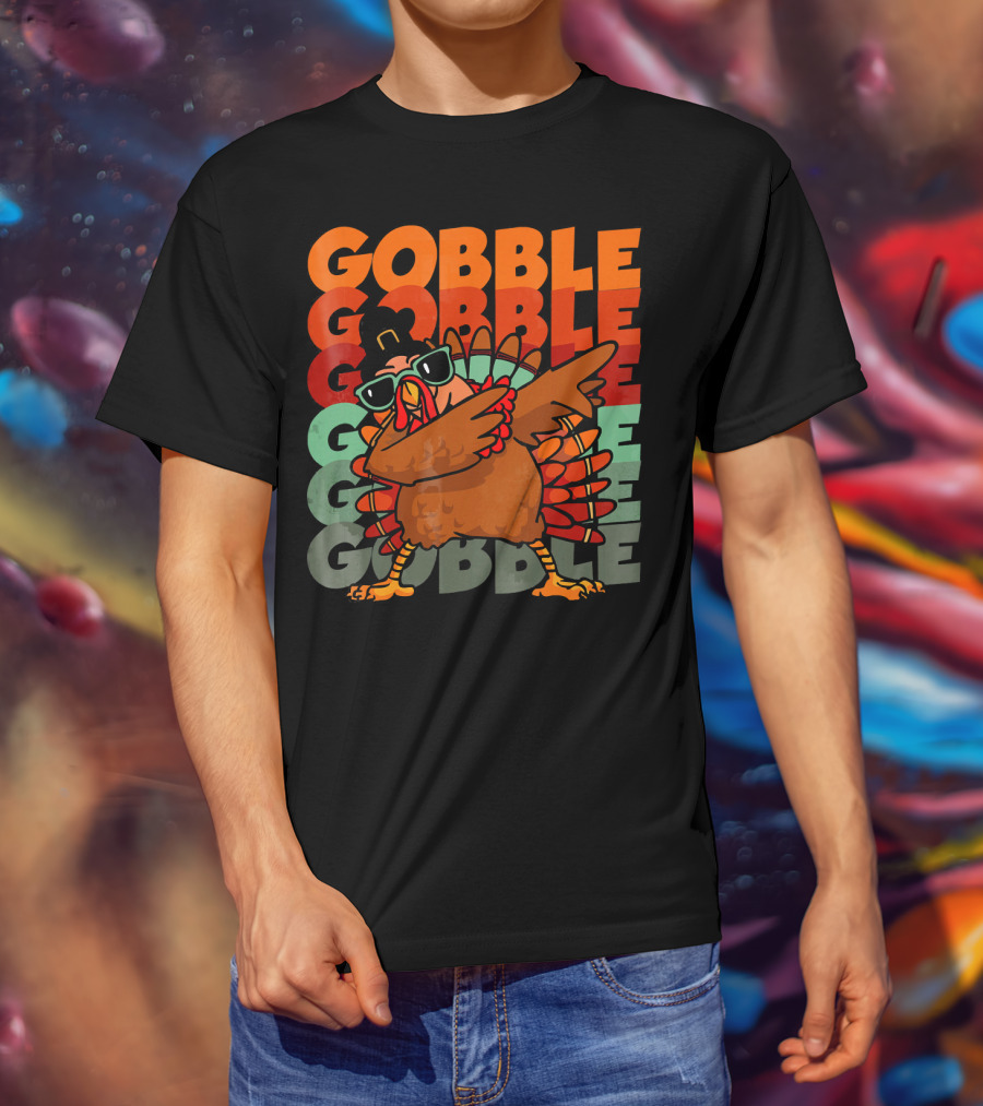 Gobble Gobble Dabbing Turkey With Sunglasses T-Shirt