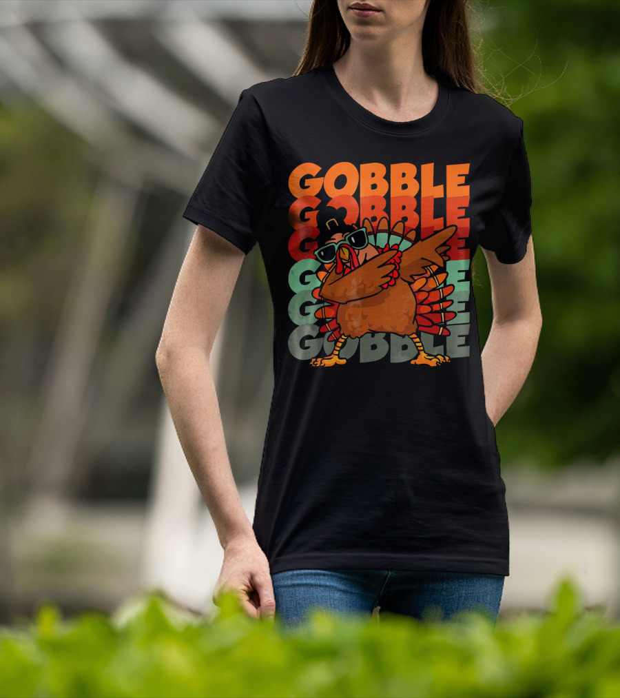 Gobble Gobble Dabbing Turkey With Sunglasses T-Shirt