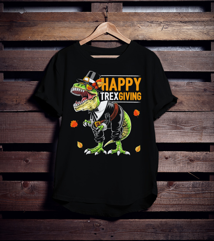 HAPPY TREXGIVING Dinosaur Pilgrim Thanksgiving T-Shirt