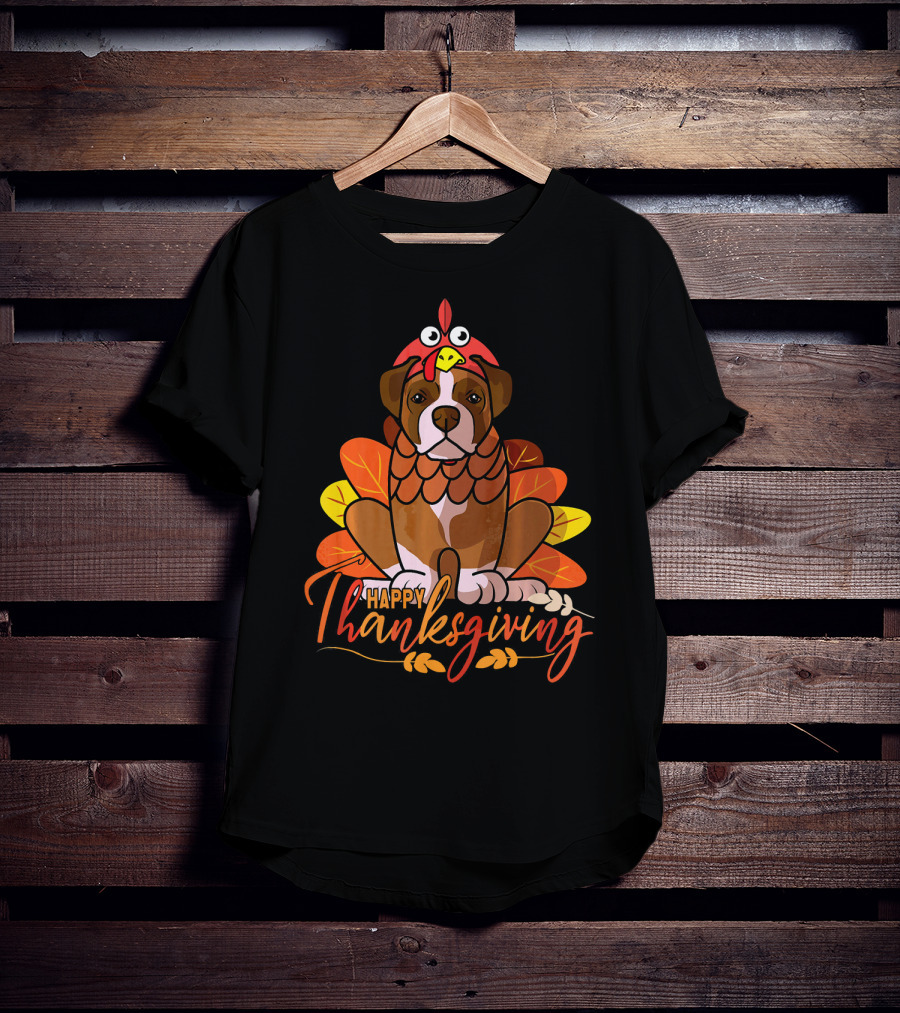 Happy Thanksgiving Boxer Dog Turkey Costume T-Shirt
