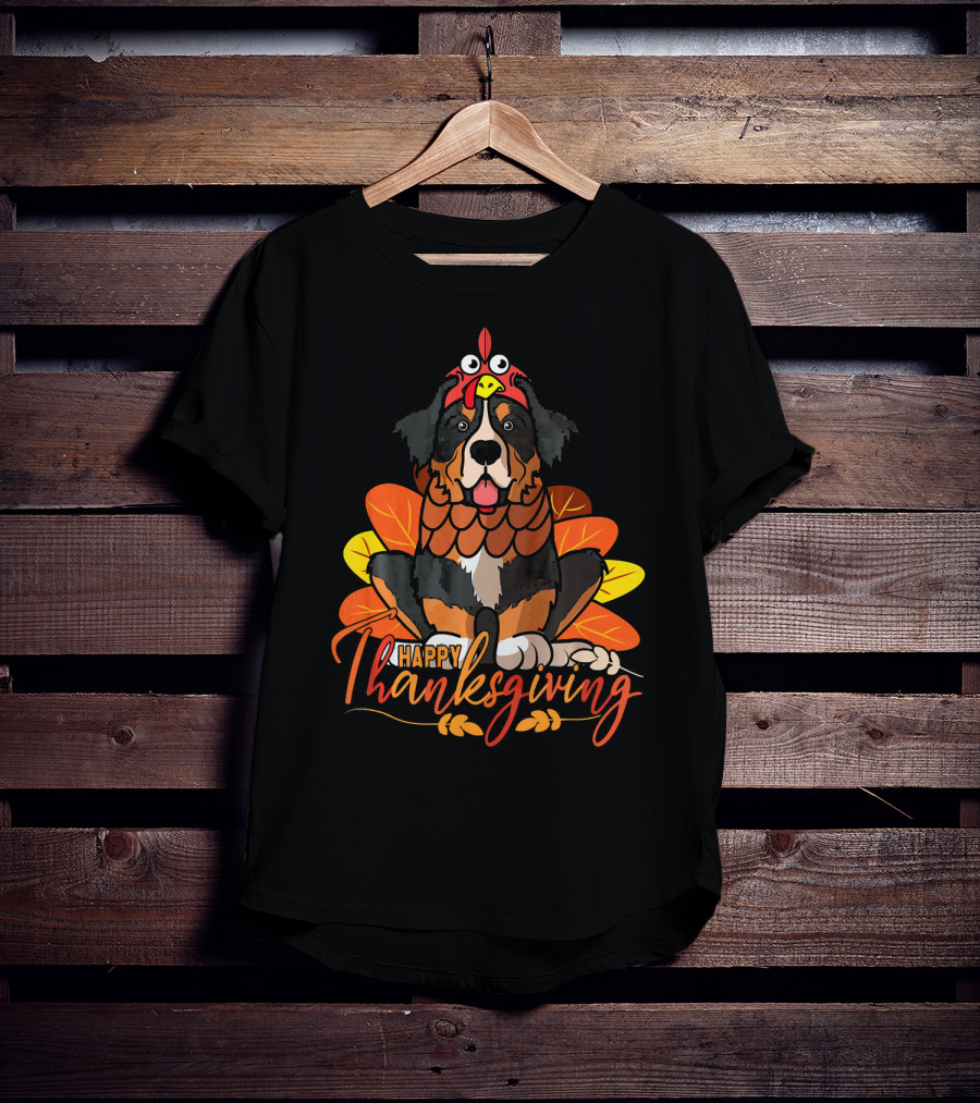 Happy Thanksgiving Funny Bernese Mountain Dog T-Shirt