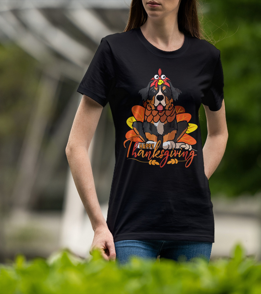 Happy Thanksgiving Funny Bernese Mountain Dog T-Shirt