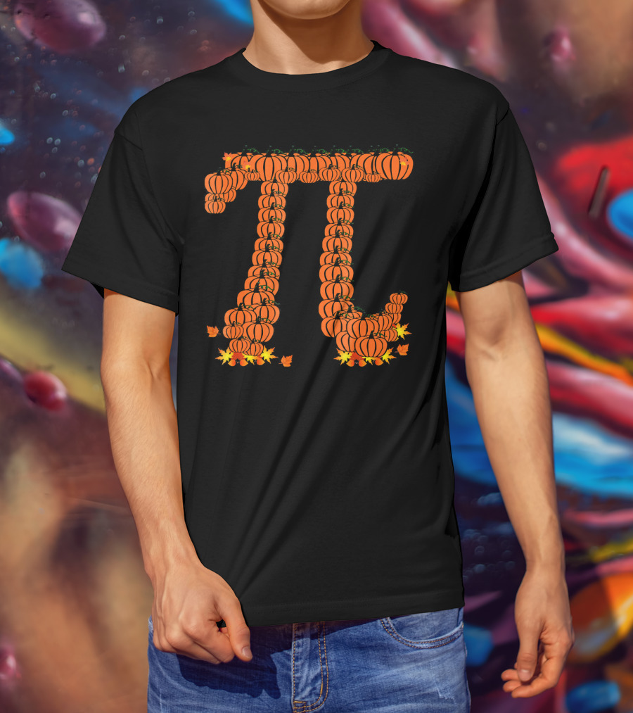Pumpkin Pi Autumn Pattern With Leaves T-Shirt