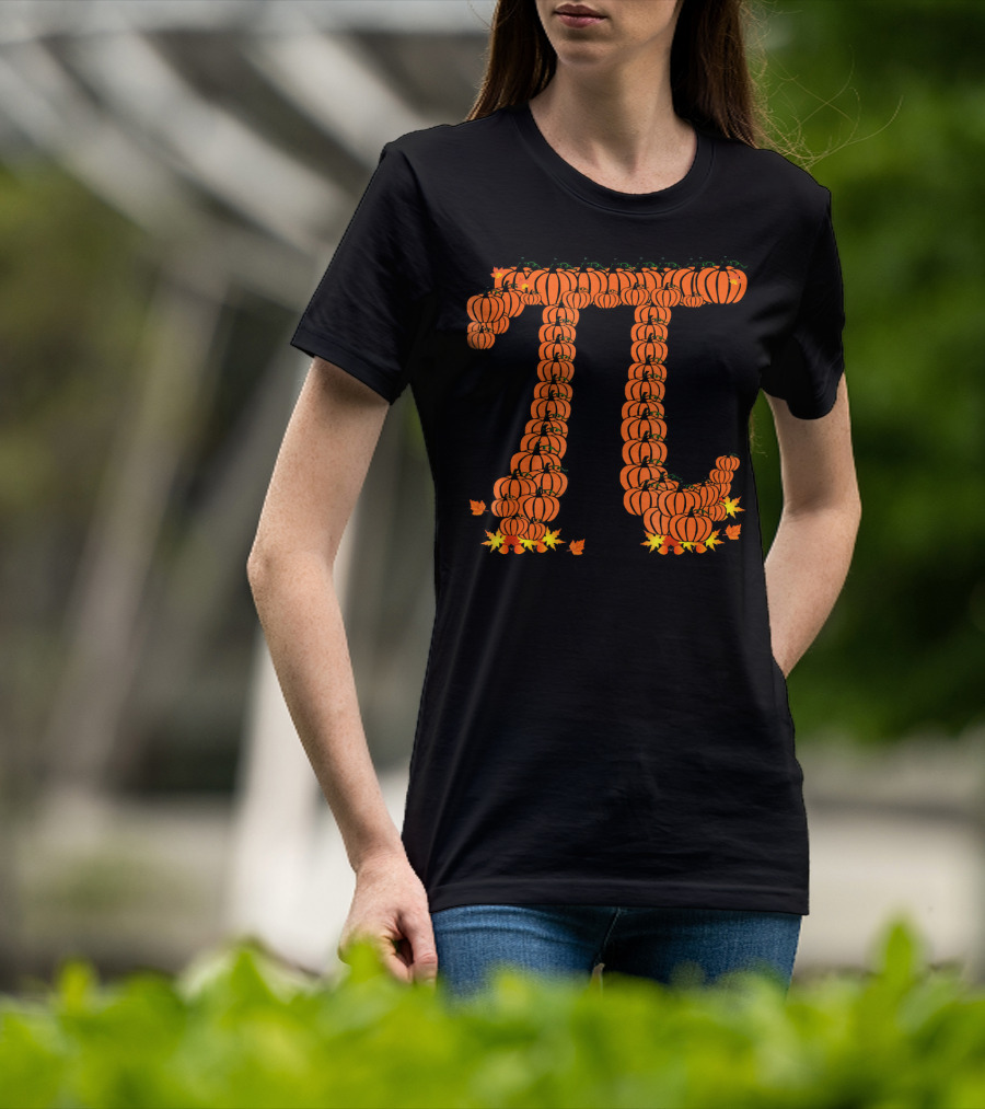 Pumpkin Pi Autumn Pattern With Leaves T-Shirt