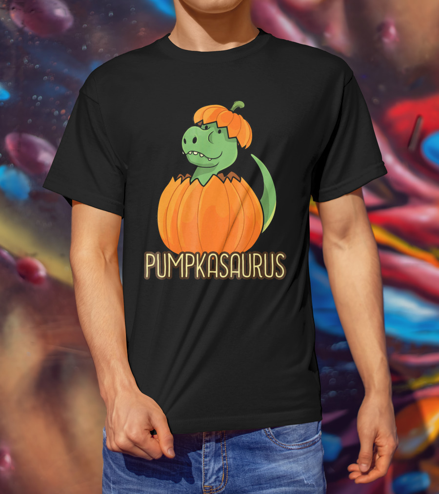 Pumpkasaurus Halloween Thanksgiving Dinosaur In Pumpkin T-Shirt