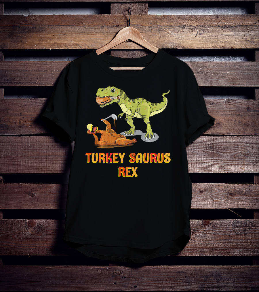 Thanksgiving Turkey Saurus Rex Dinosaur Humor T-Shirt