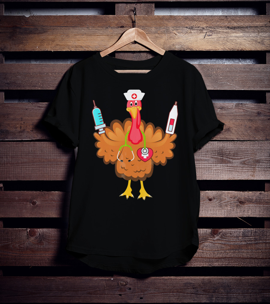 Nurse Turkey Stethoscope Syringe Nurse Hat Medical Humor T-Shirt