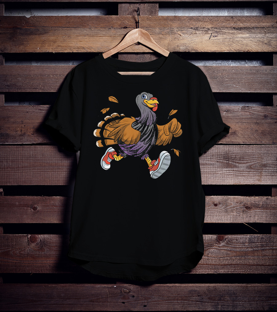Thanksgiving Fun Running Turkey In Sneakers T-Shirt