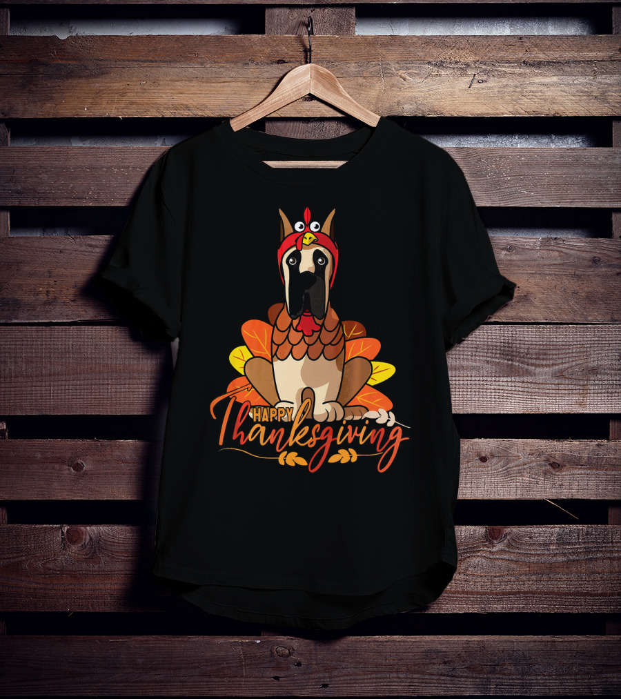 Happy Thanksgiving Funny Great Dane Turkey Costume T-Shirt