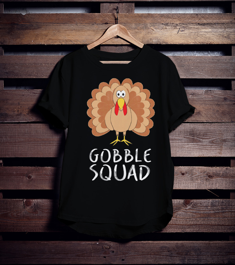 Gobble Squad Cute Turkey Trot Thankful Turkey T-Shirt
