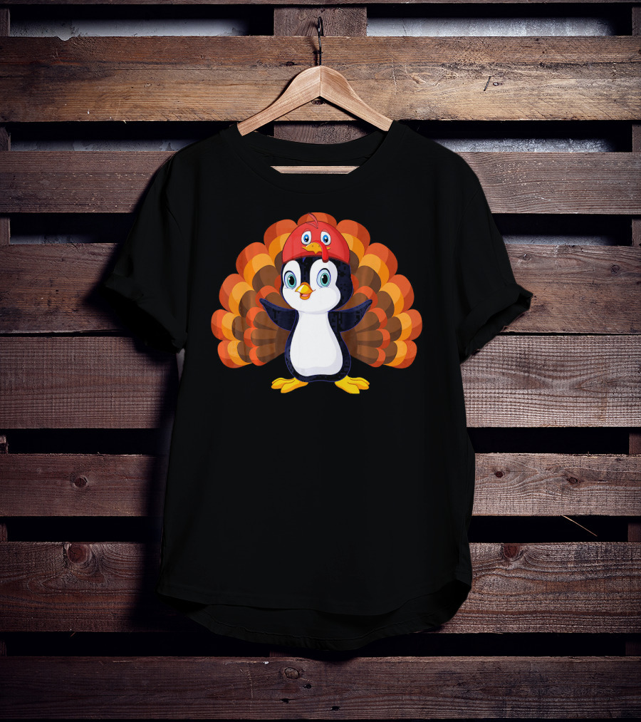 Turkey Penguin Thanksgiving Hybrid Character T-Shirt