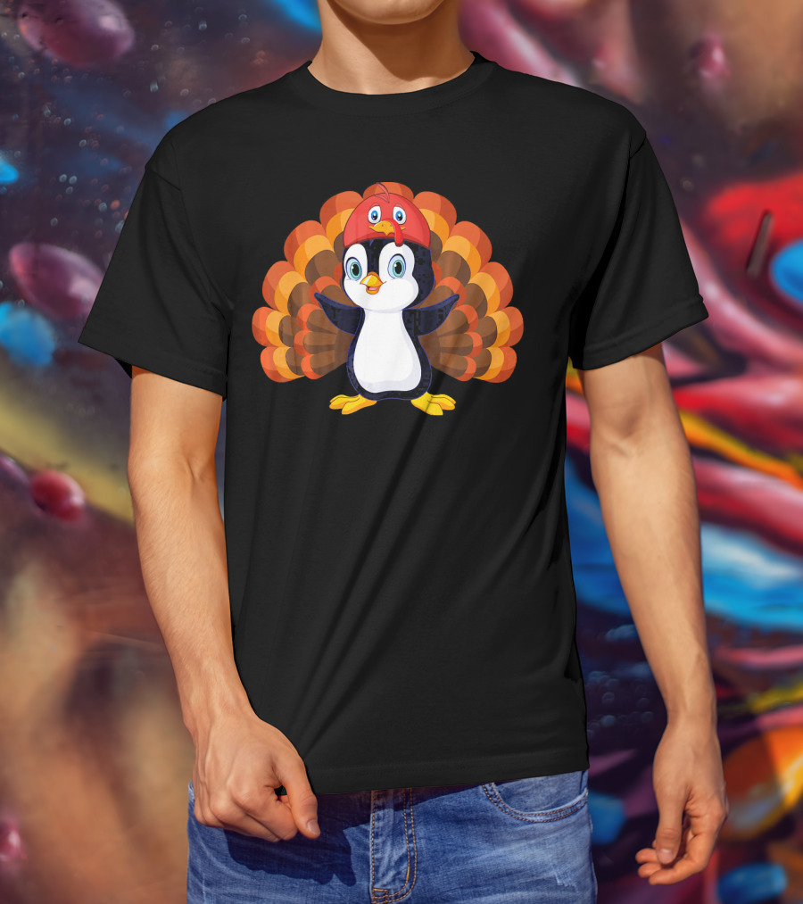 Turkey Penguin Thanksgiving Hybrid Character T-Shirt