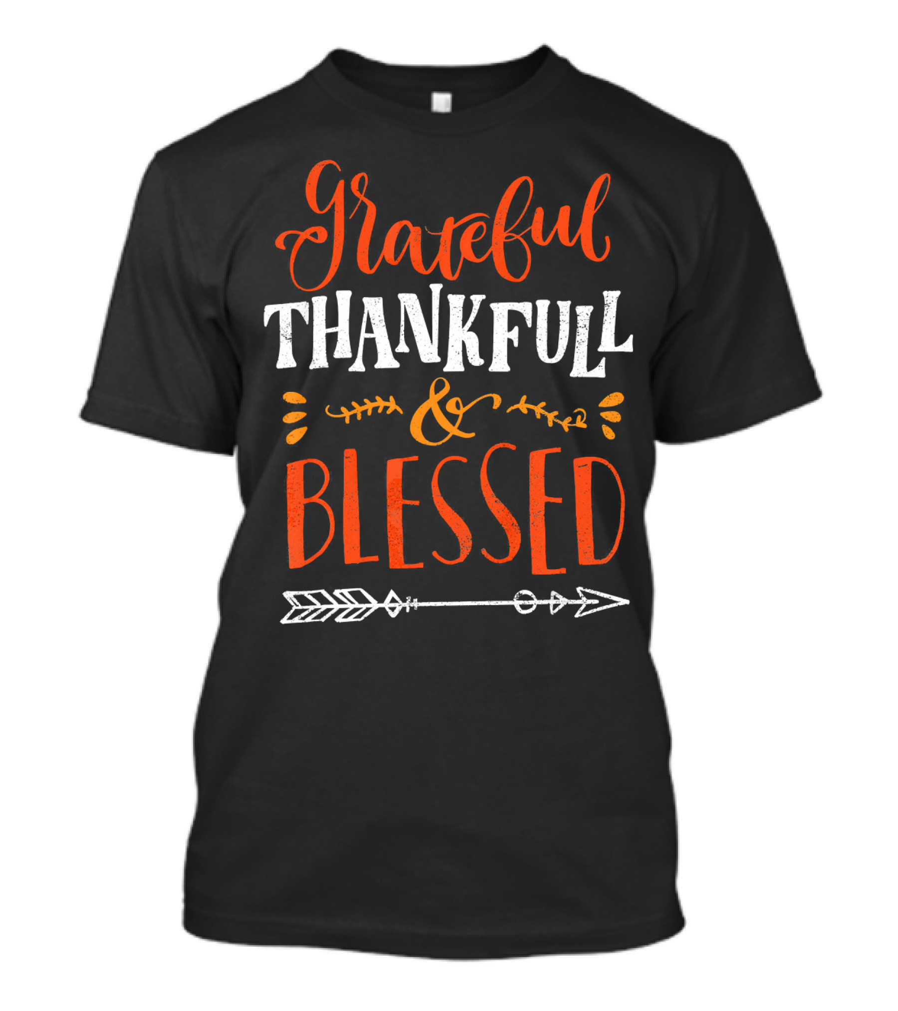 Grateful Thankful Blessed Arrow Typography T-Shirt