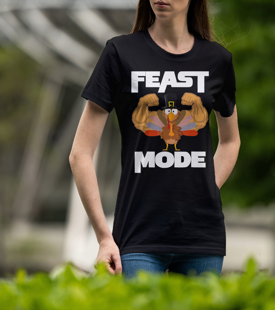 Feast Mode Funny Muscle Turkey Thanksgiving T-Shirt