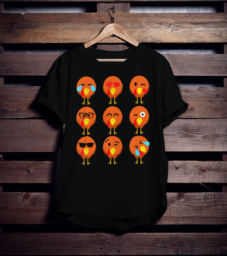 Thanksgiving Turkey Face Emojis With Funny Expressions T-Shirt