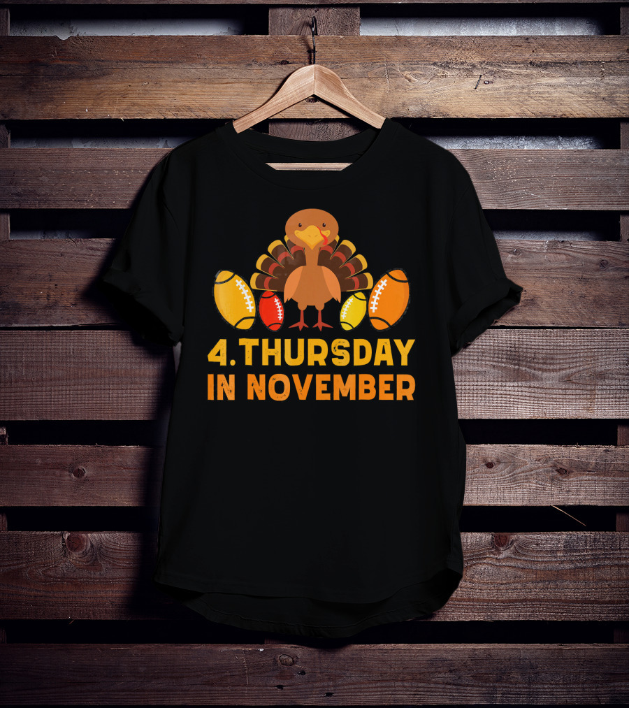 4 Thursday In November Funny Turkey Football T-Shirt