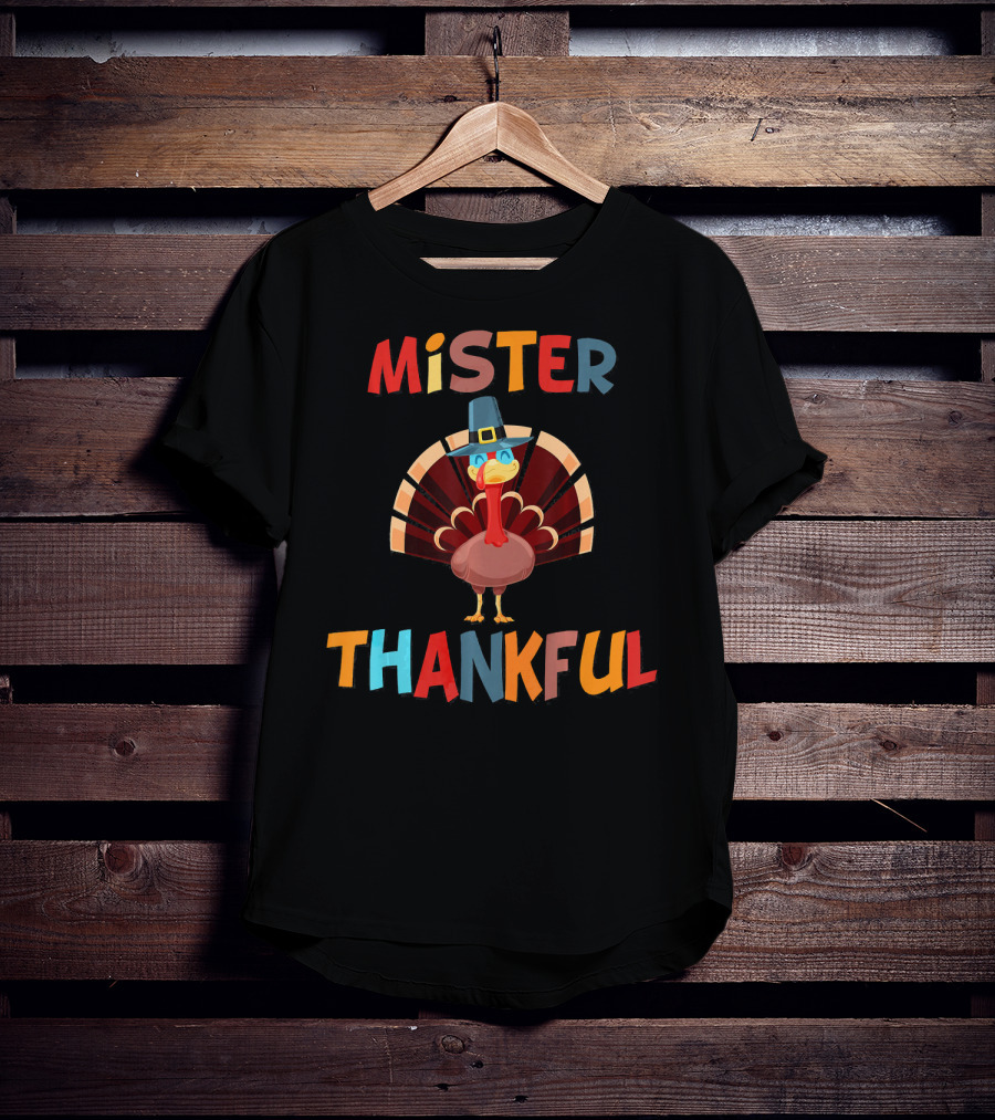 Mister Thankful Turkey With Pilgrim Hat T-Shirt