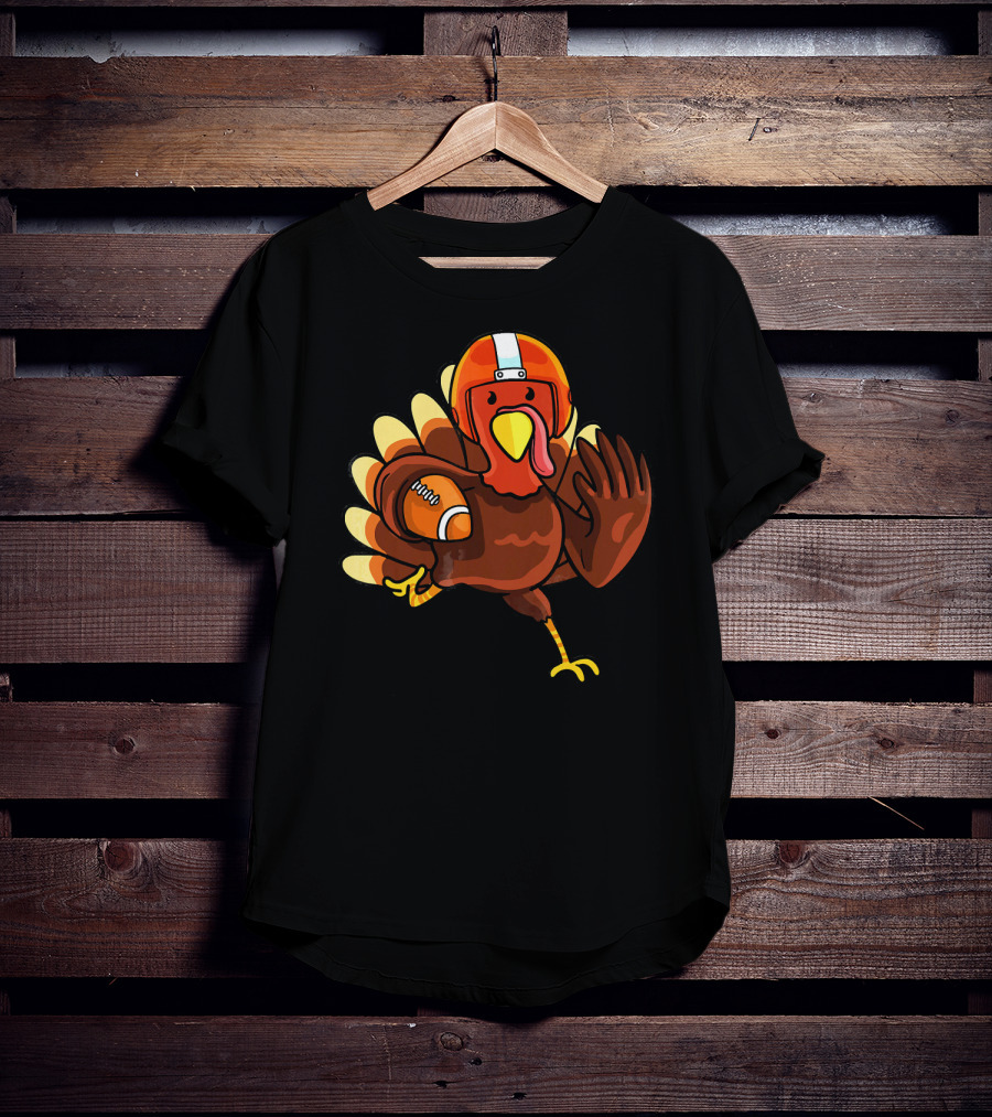 Thanksgiving Turkey In Football Gear Cute Football T-Shirt