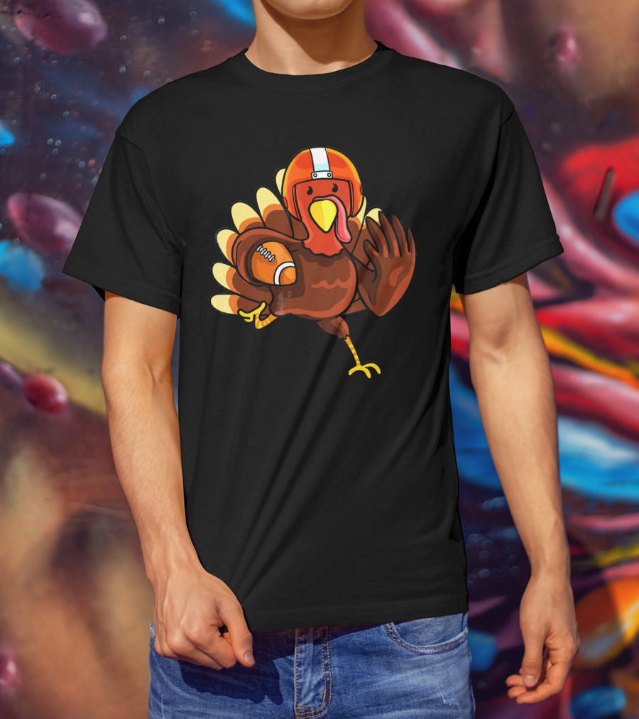 Thanksgiving Turkey In Football Gear Cute Football T-Shirt
