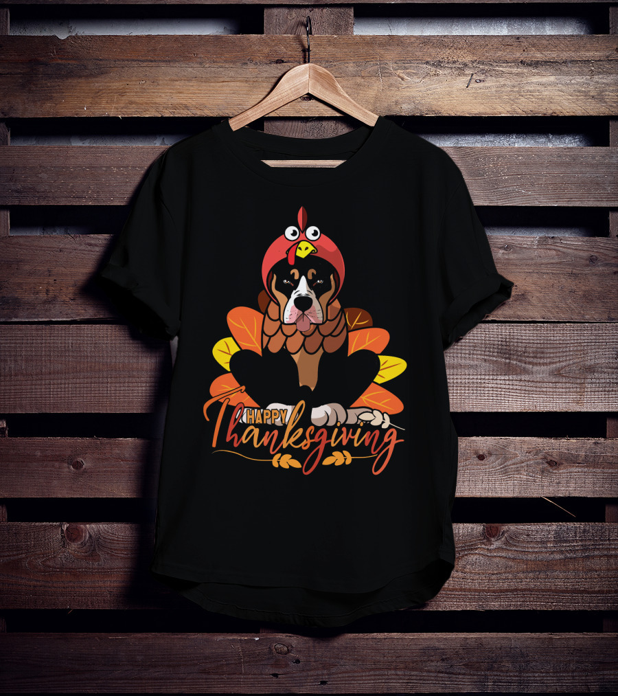Happy Thanksgiving Funny Pitbull Dog Mom Turkey T-Shirt