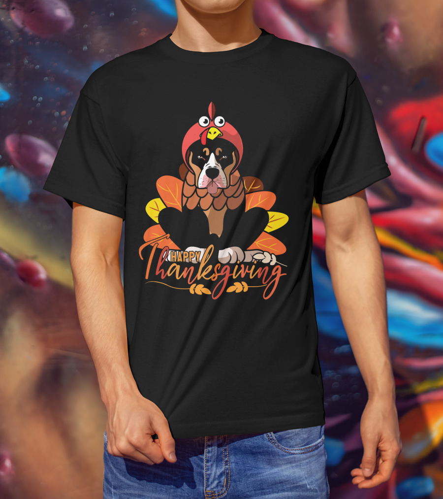 Happy Thanksgiving Funny Pitbull Dog Mom Turkey T-Shirt