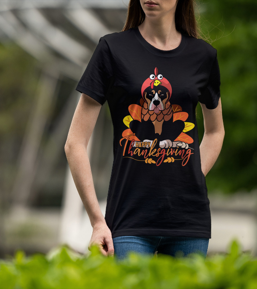 Happy Thanksgiving Funny Pitbull Dog Mom Turkey T-Shirt