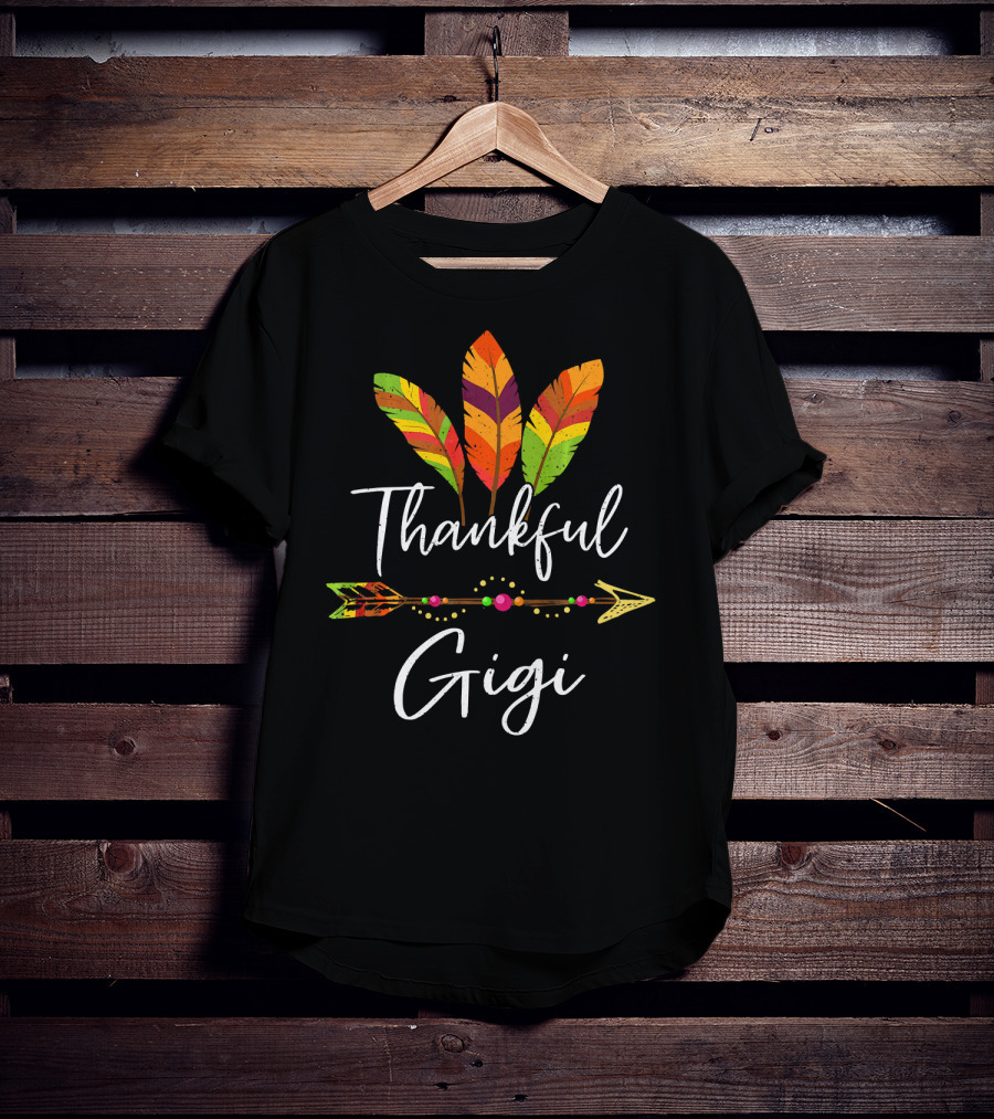 Thankful Gigi Colorful Feather And Arrow T-Shirt