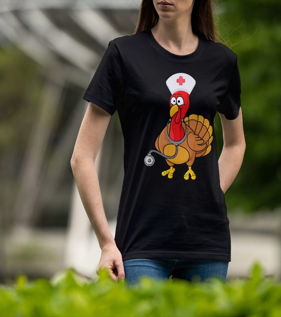 Funny Nurse Turkey For Nurses Thanksgiving T-Shirt