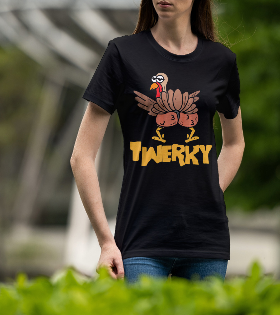 Twerky Thanksgiving Funny Turkey Dance Cartoon T-Shirt