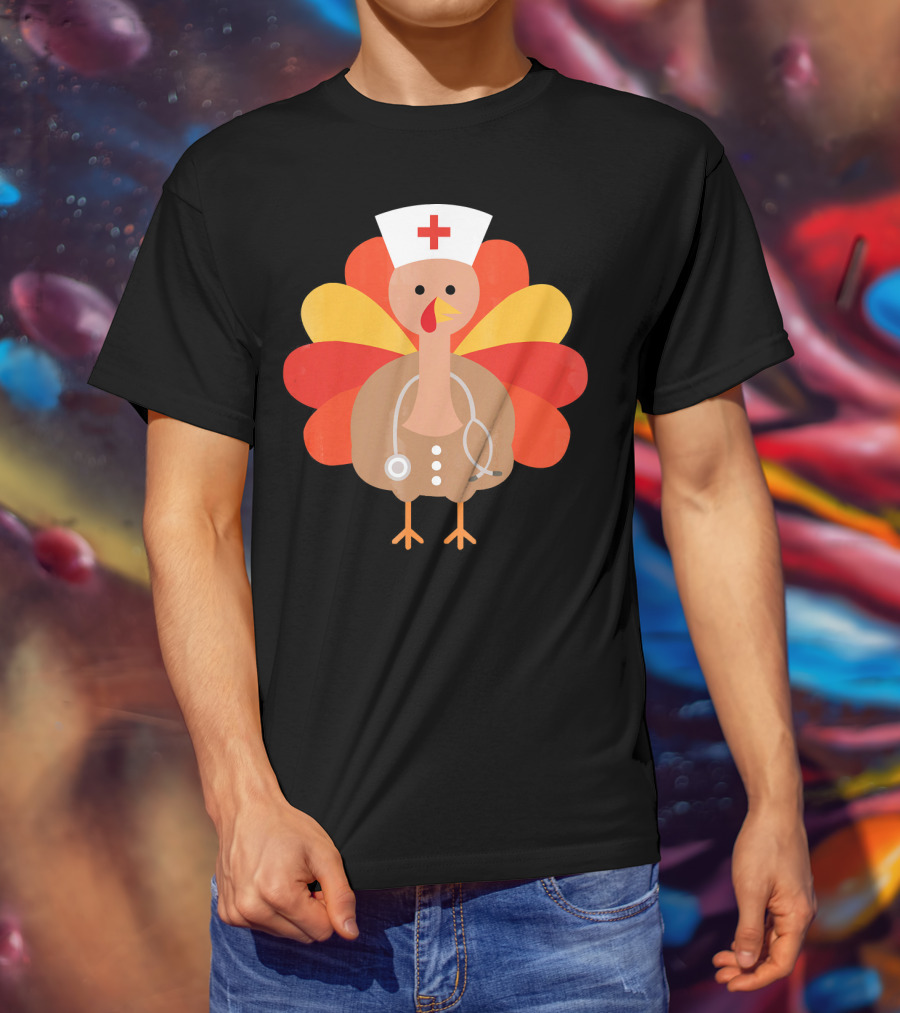 Thanksgiving Nurse Turkey With Stethoscope Cool T-Shirt