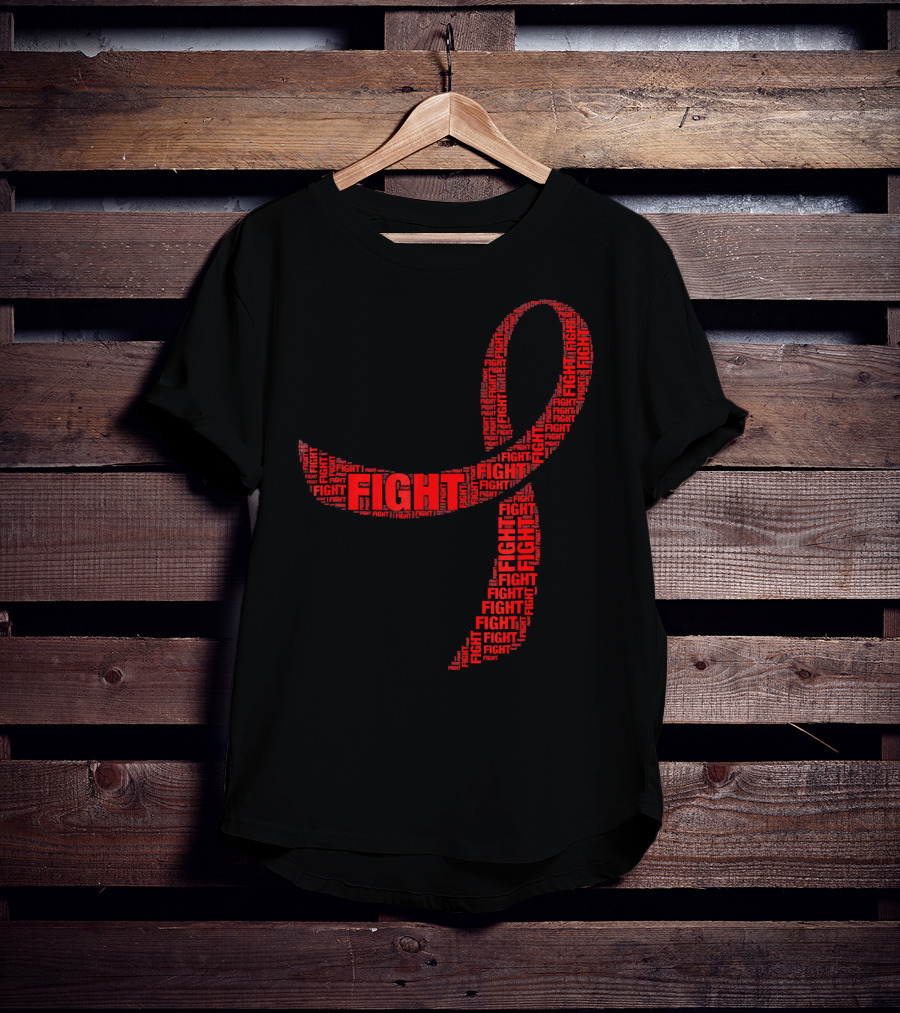 FIGHT Red Ribbon HIV AIDS Awareness T-Shirt