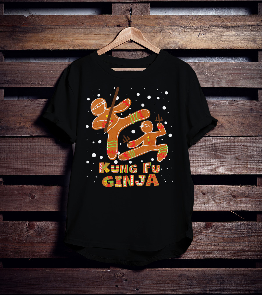 Kung Fu Ginja Gingerbread Ninja Holiday Fight T-Shirt