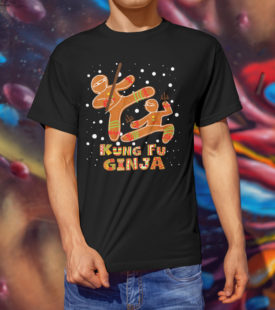 Kung Fu Ginja Gingerbread Ninja Holiday Fight T-Shirt