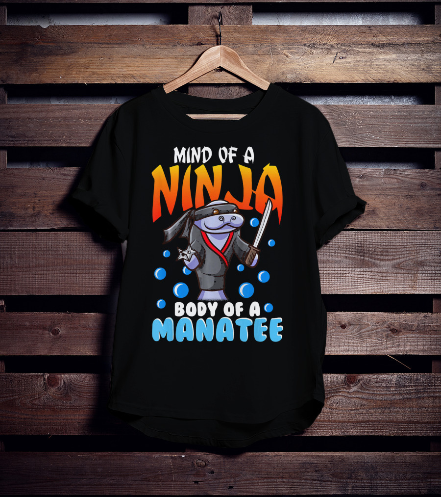 Ninja Manatee Mind Body Joke Quote Chubby Funny T-Shirt