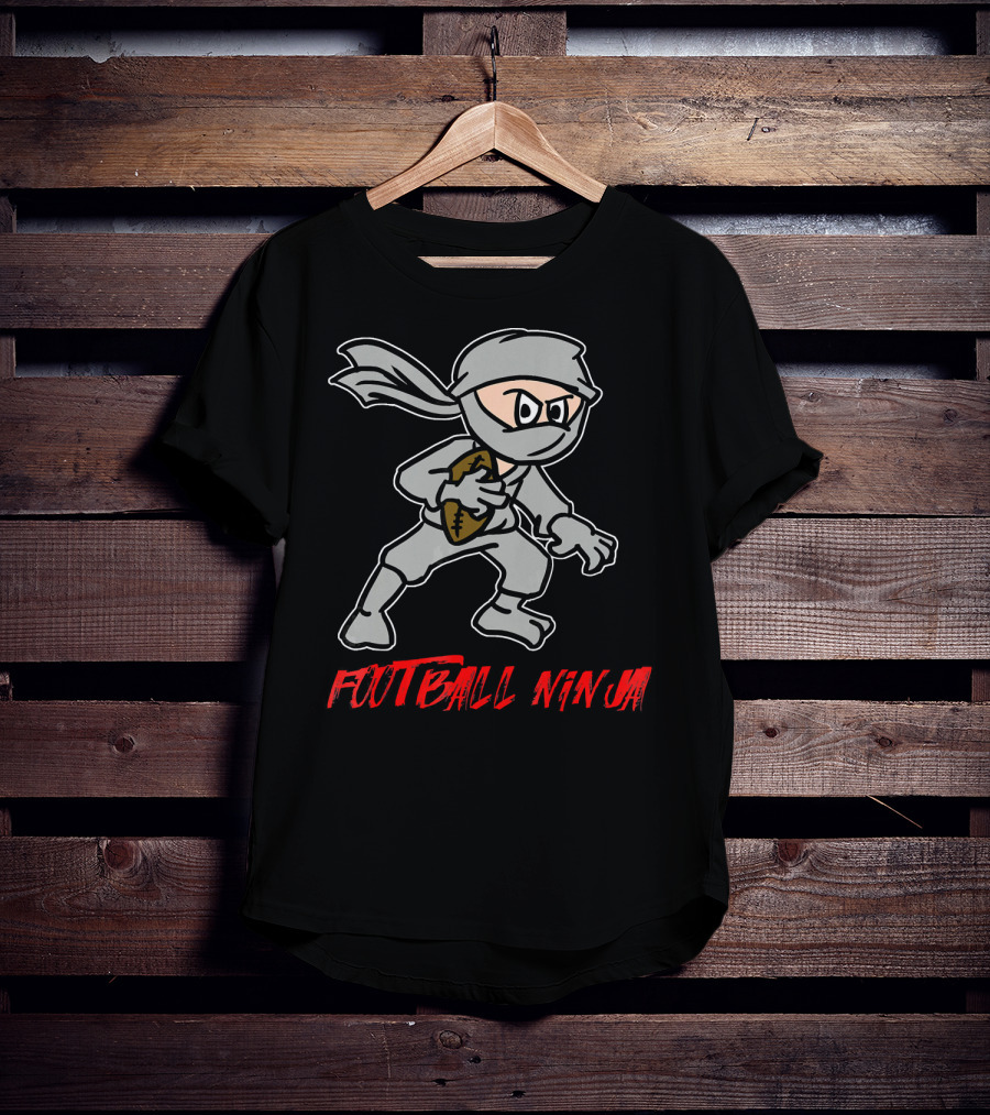 Football Ninja Funny Sport Game League Ninja Holding Football T-Shirt