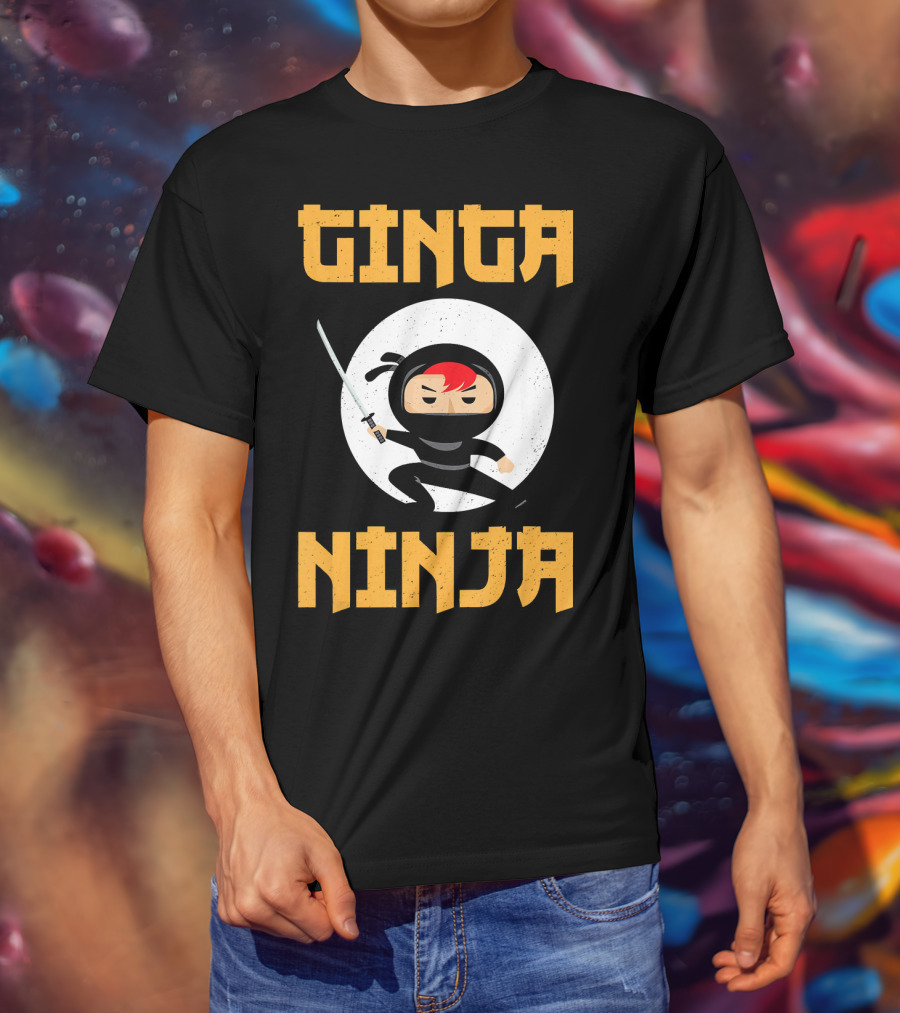 Ginger Pride Ginga Ninja Funny Redhead With Sword Character T-Shirt