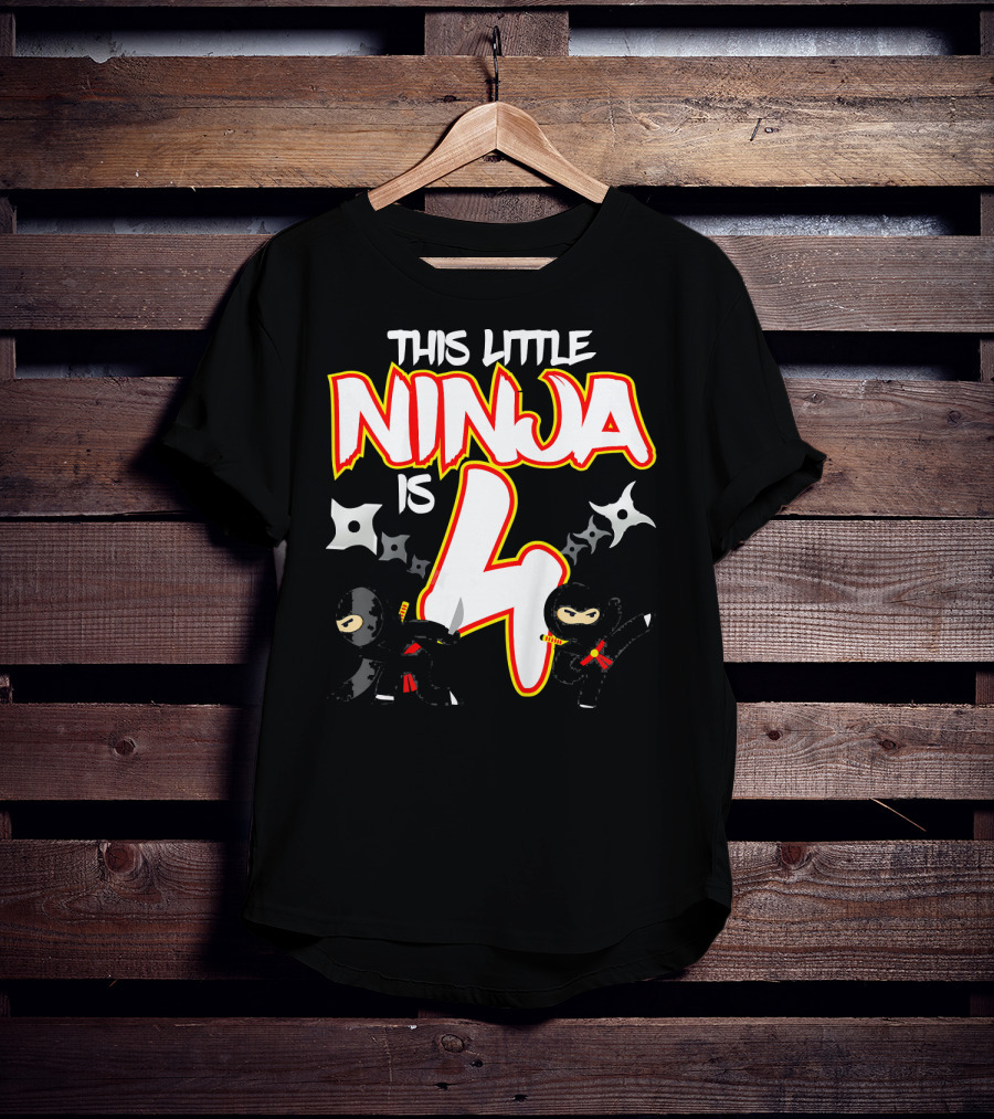 This Little Ninja Is 4 Year Old Birthday Party T-Shirt
