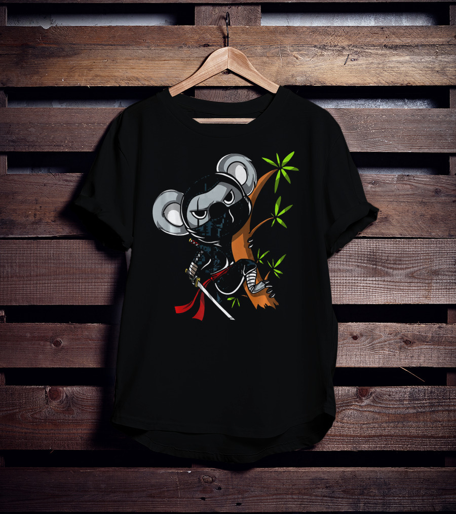 Koala Bear Ninja Samurai With Sword In Tree T-Shirt