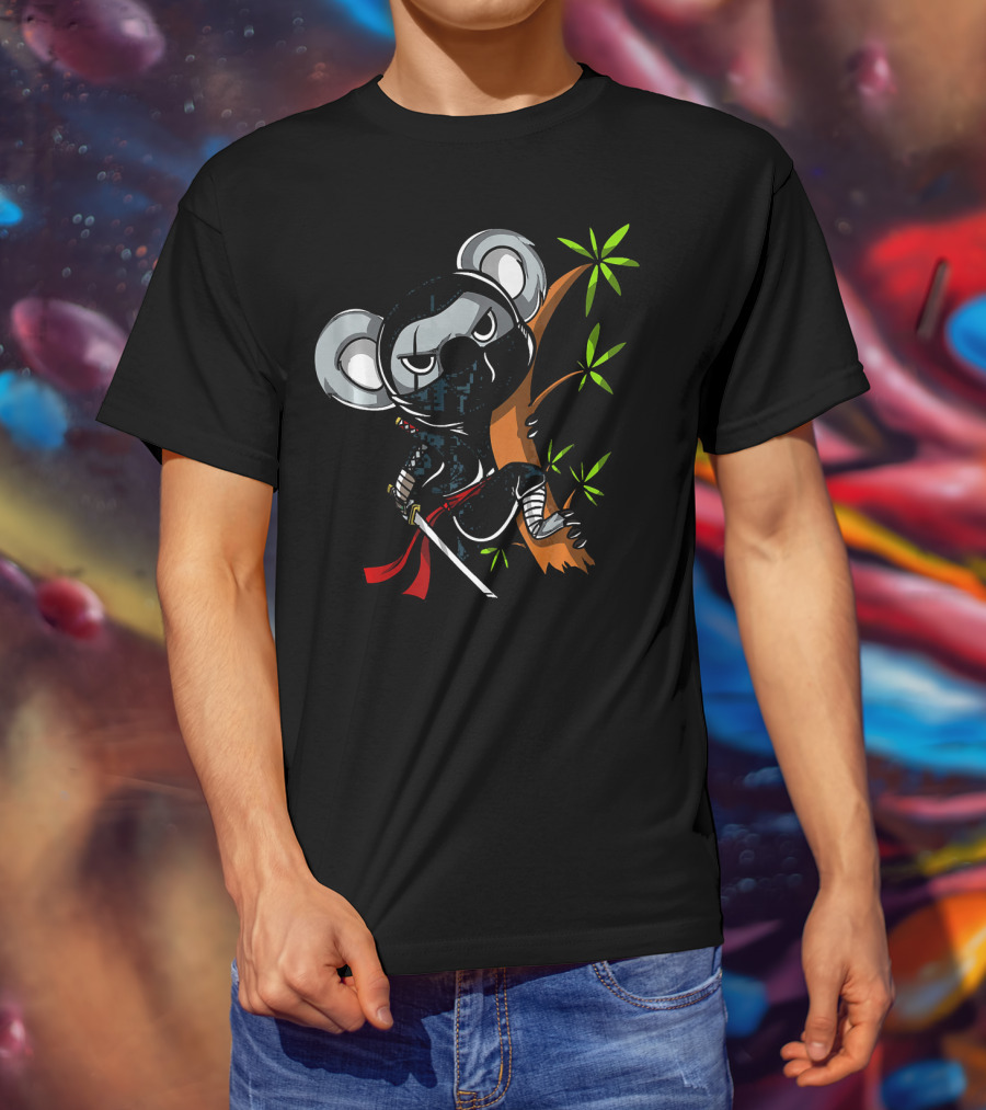 Koala Bear Ninja Samurai With Sword In Tree T-Shirt