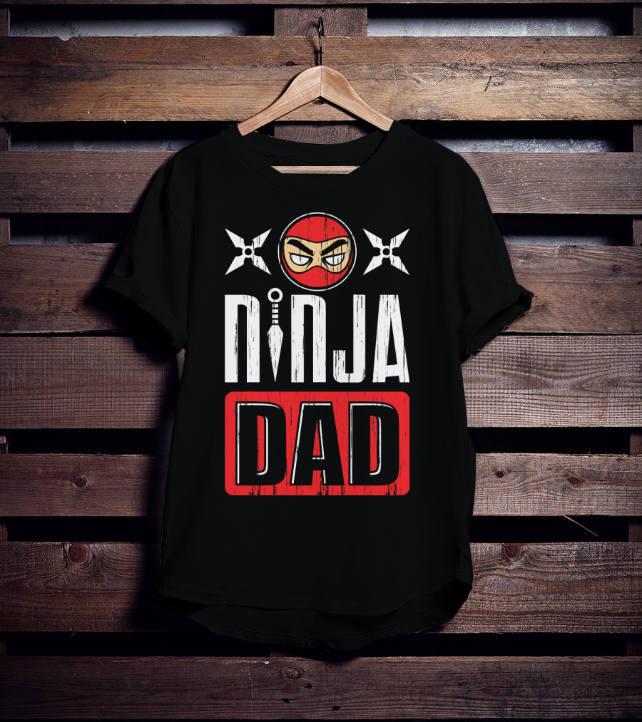 Ninja Dad Daddy Ninjas Stealthy Warrior Father Shuriken Mask T-Shirt