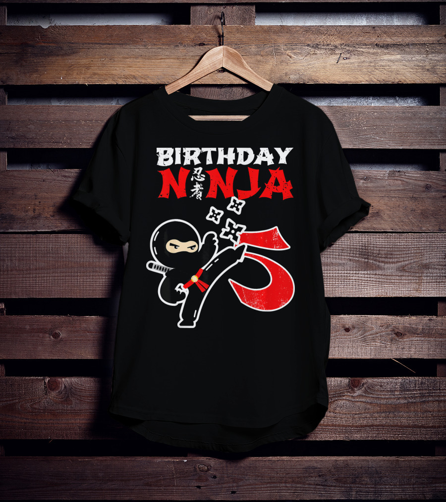 Birthday Ninja Kicking 5th T-Shirt