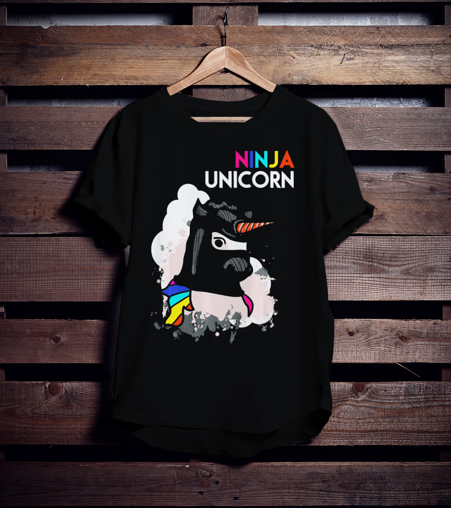 Ninja Unicorn Funny Cool Martial Arts Rainbow Scarf T-Shirt