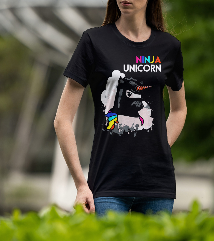 Ninja Unicorn Funny Cool Martial Arts Rainbow Scarf T-Shirt