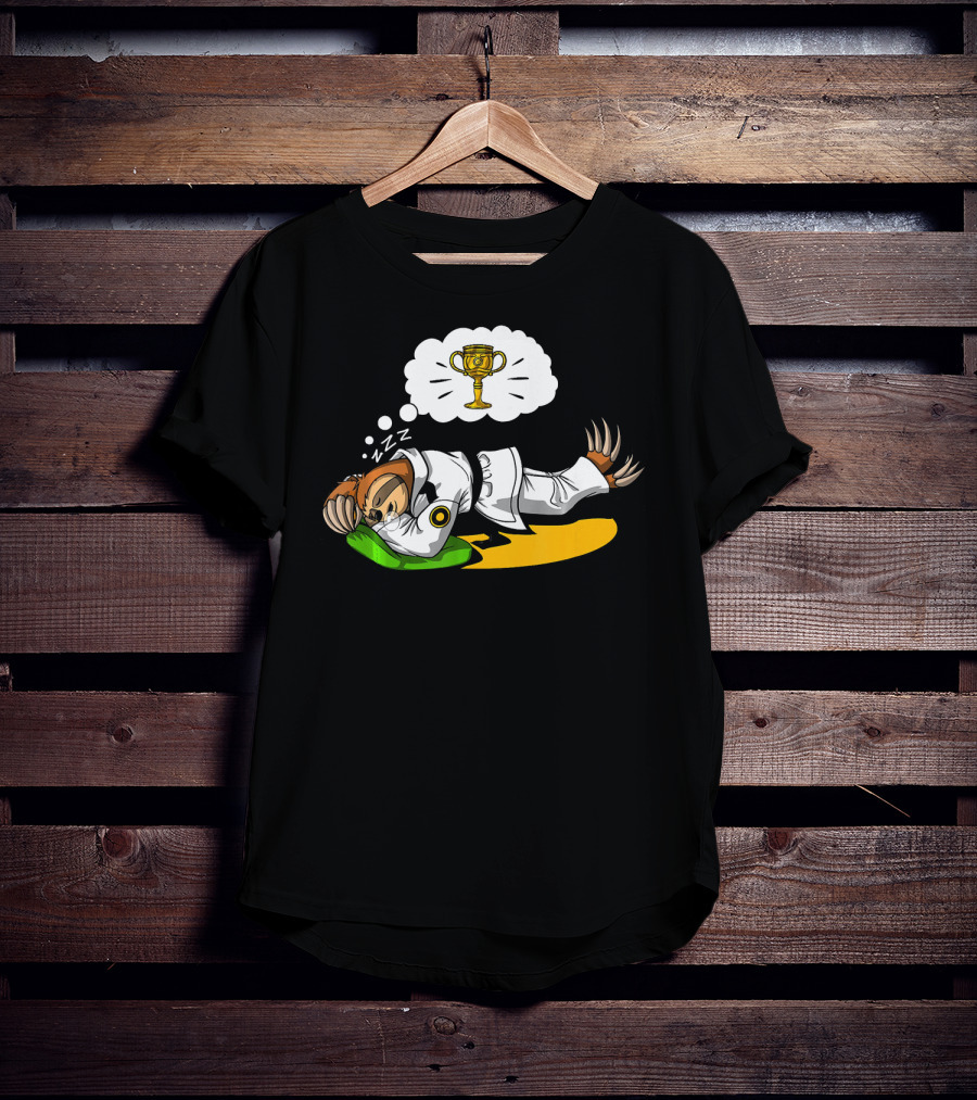 Sloth Nap Karate Funny Martial Arts Ninja Champion Dreaming T-Shirt
