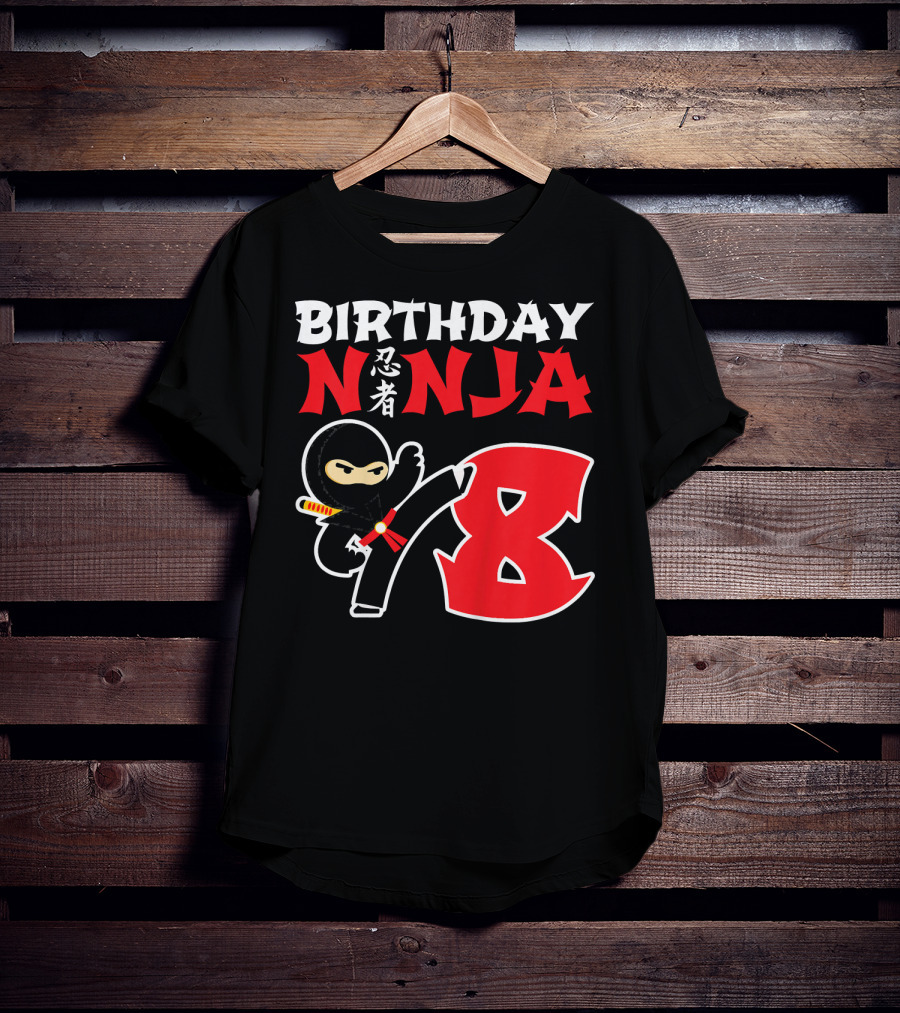 Birthday Ninja 8 Year Old Ninja Kanji T-Shirt